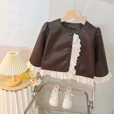 童装2025秋季新款女宝宝皮衣外套