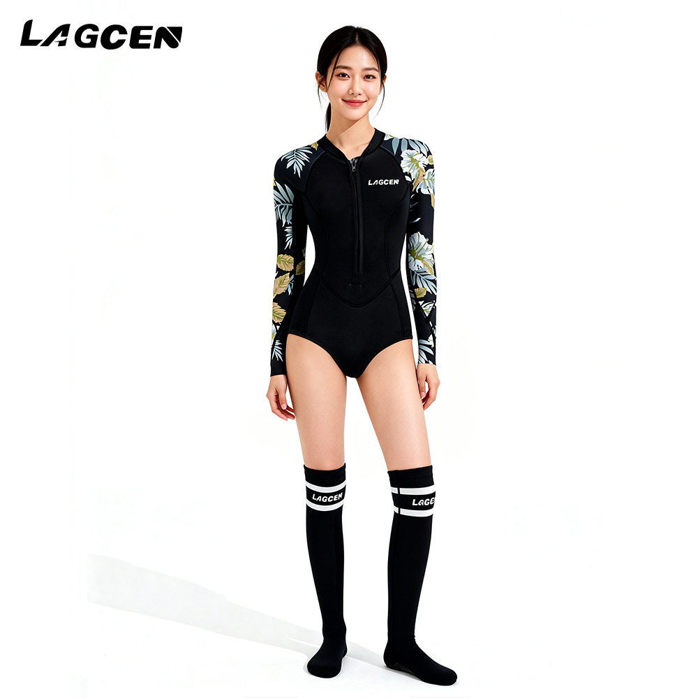 3MM潜水服女连体水母服长筒袜保暖防晒泳衣自由浮潜比基尼防寒