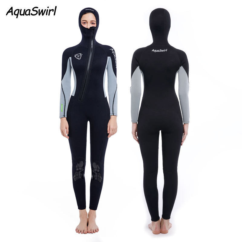 现货3mm潜水服 连帽水母服男女款浮潜冲浪服连体长袖防寒保暖湿衣