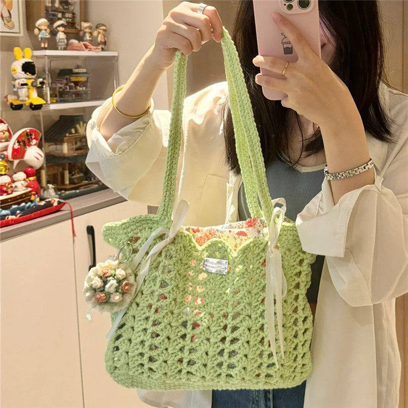 成品碎花小红书编织包纯手工钩织包包定制
