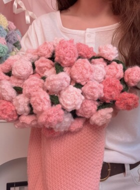 成品尖角玫瑰花束毯子手工编织生日礼物送闺蜜母亲节520女朋友