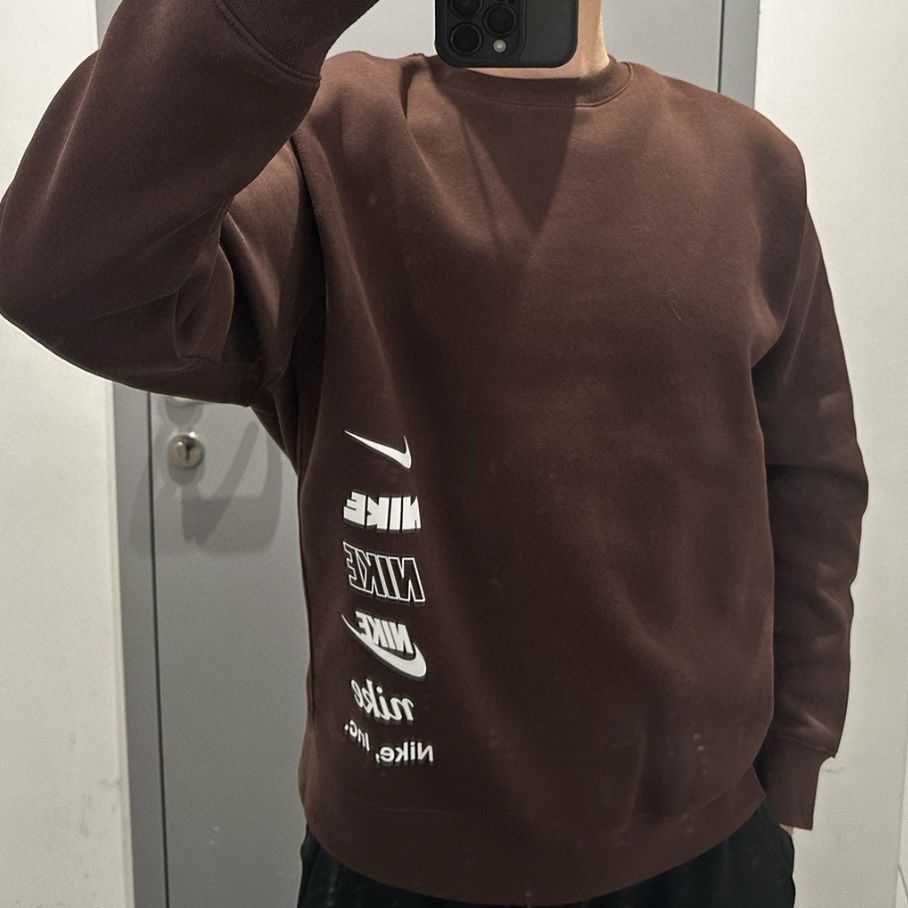 NIKE 时尚男女同款字母LOGO圆领休闲运动加绒套头卫衣 DX0782-227