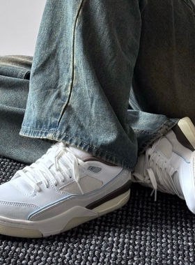 Jordan FLIGHT COURT 男款米白色耐磨低帮复古篮球鞋 IB8858-141