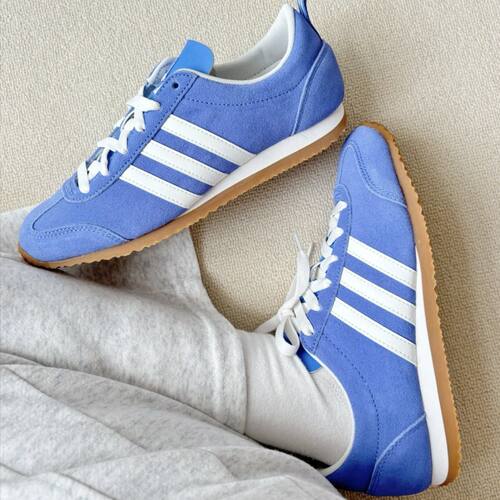 Adidas VS JOG 2.0 男女同款蓝色舒适百搭低帮休闲德训鞋 JS4444
