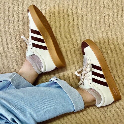 Adidas VL COURT 2.0男女同款米白棕T头鞋舒适耐磨低帮板鞋ID6016