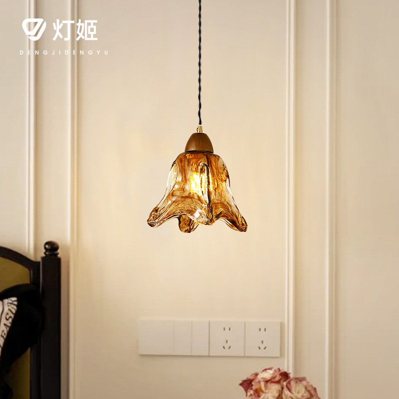 中古风复古卧室床头吊灯美式卧室氛围玻璃吧台过道走廊玄关吊灯具