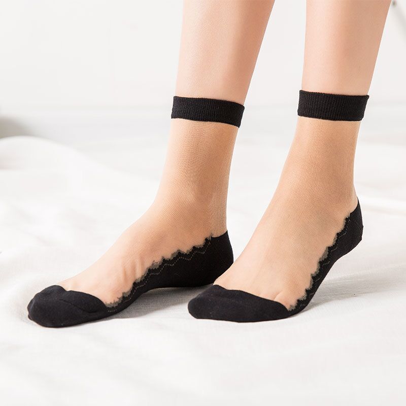 夏季女士纯棉底水晶玻璃丝袜