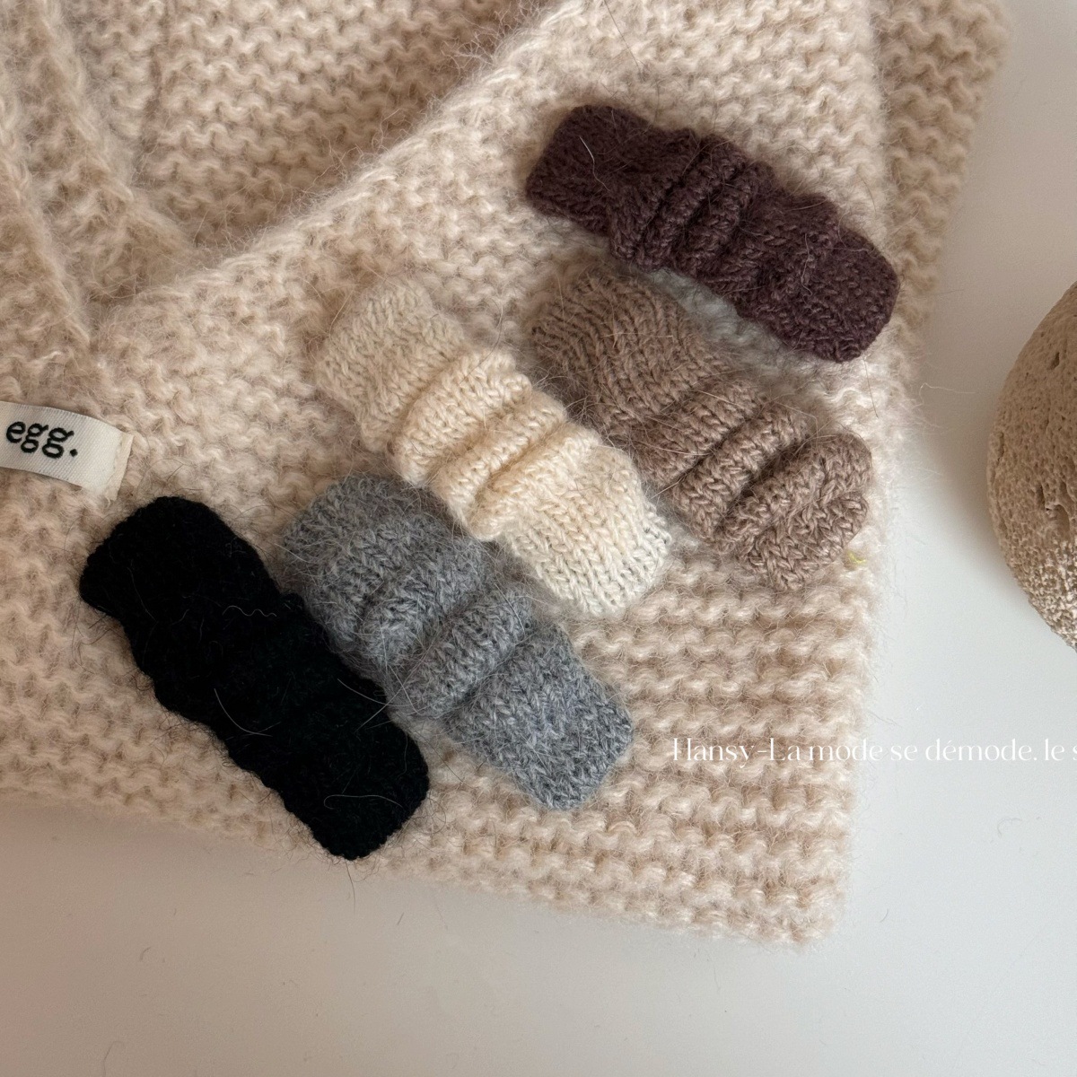 秋冬毛线发夹侧边褶皱针织bb夹刘海碎发夹高级感侧边夹发卡头饰