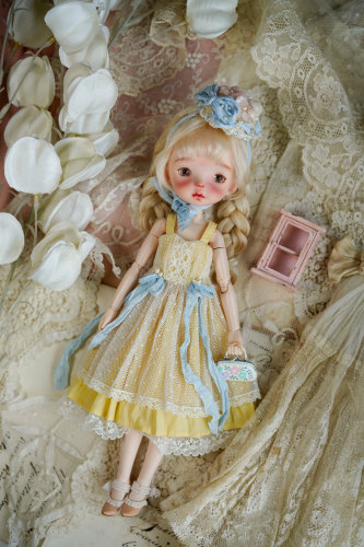 blythe小布娃衣“柠色信风”bjd6分ob24ob22吊带礼服洋装套装