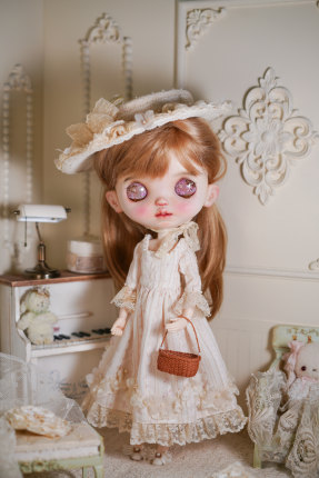 blythe小布娃衣洋装“晚荞”ob22ob24蓝豆豆6分小头
