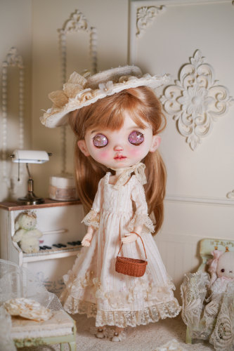 blythe小布娃衣洋装“晚荞”ob22ob24蓝豆豆6分小头