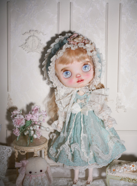 blythe小布娃衣“薄荷奶泡”新款上架ob22ob24蕾丝洋装套装衣服