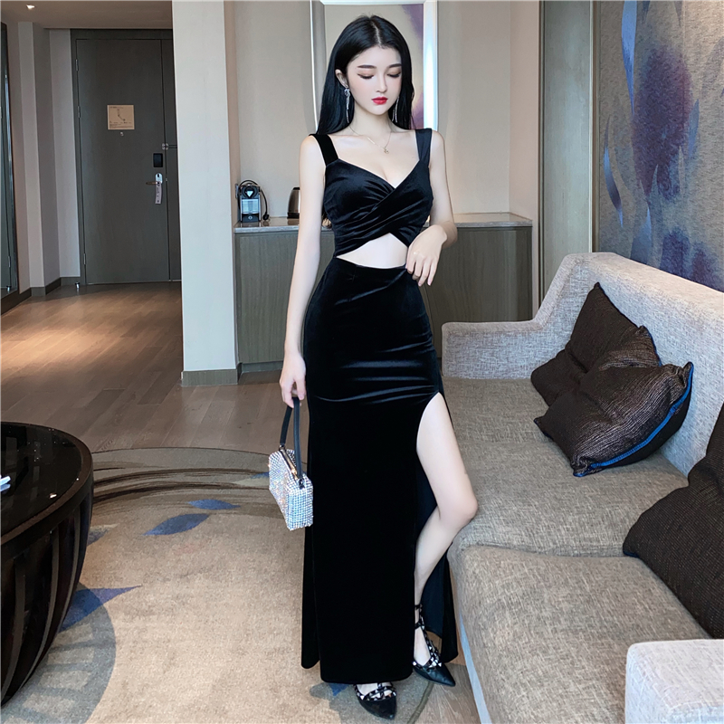 Night scene sexy dress nightclub work clothes long women's fashionable sauna hip skirt