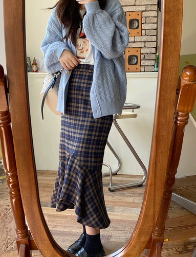 Поясная сумка, длинная демисезонная юбка, делается под заказ, высокая талия, рыбий хвост, длина миди