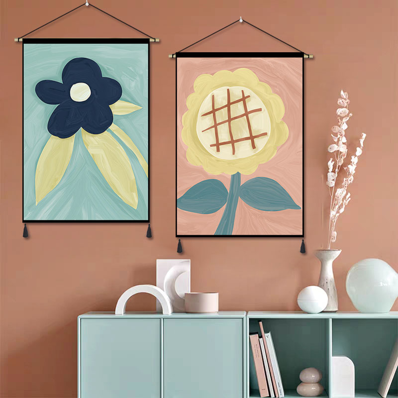 北欧简约向日葵装饰画沙发背景墙卧室床头布艺挂画餐厅背景布挂毯图片