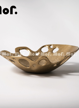 墨非 欧式金色异形花瓶不规则托盘摆件玄关装饰水果盘桌面装饰