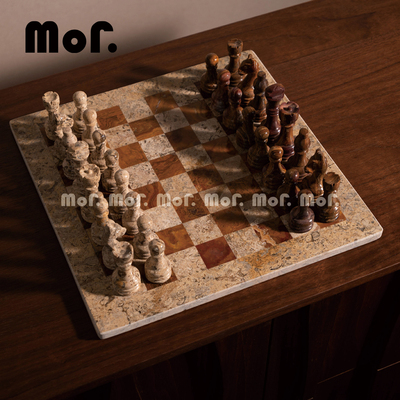 墨非 中古风玉石棋盘桌面装饰摆件 样板房客餐厅茶几玄关居家摆设