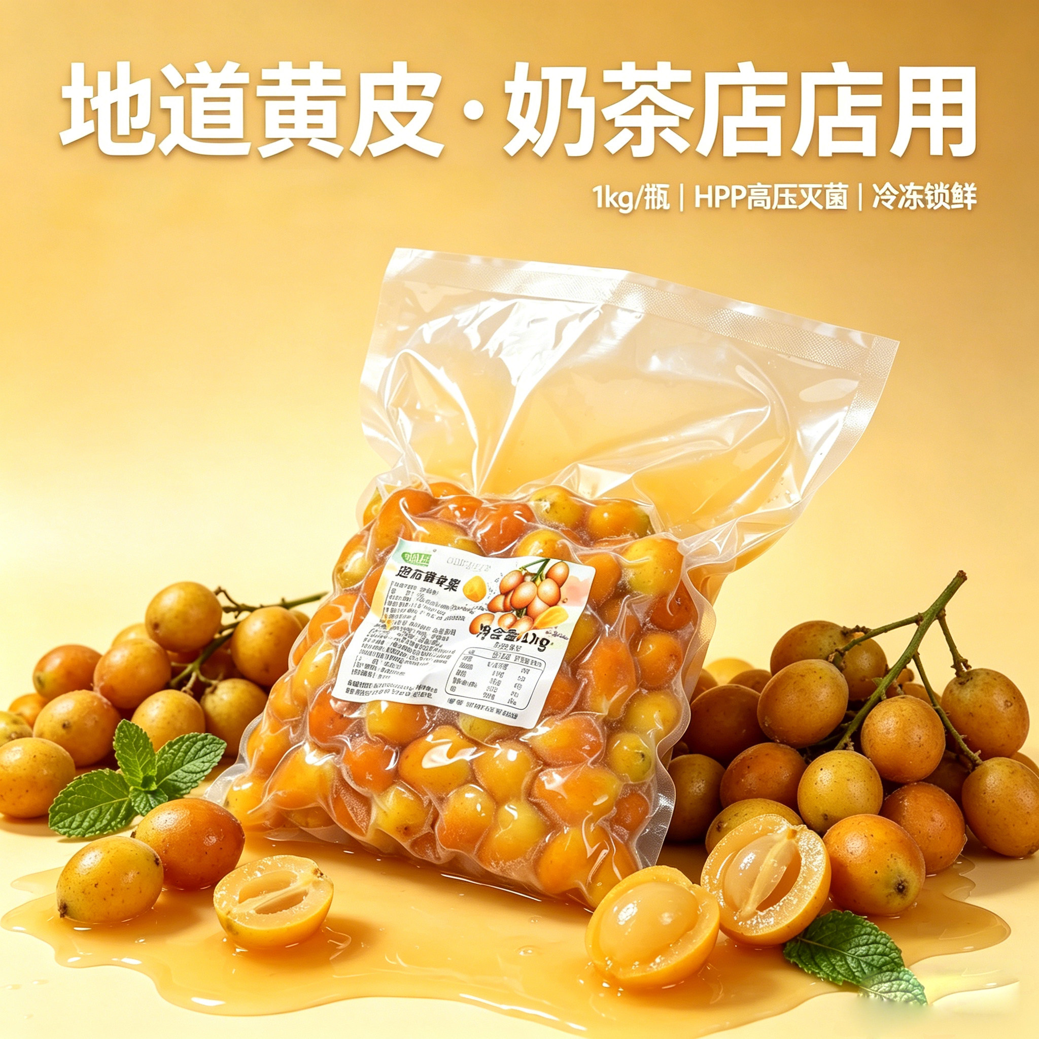 鲜本乐速冻黄皮果奶茶店专用商用原料冷冻黄皮果浆果茶饮品批发