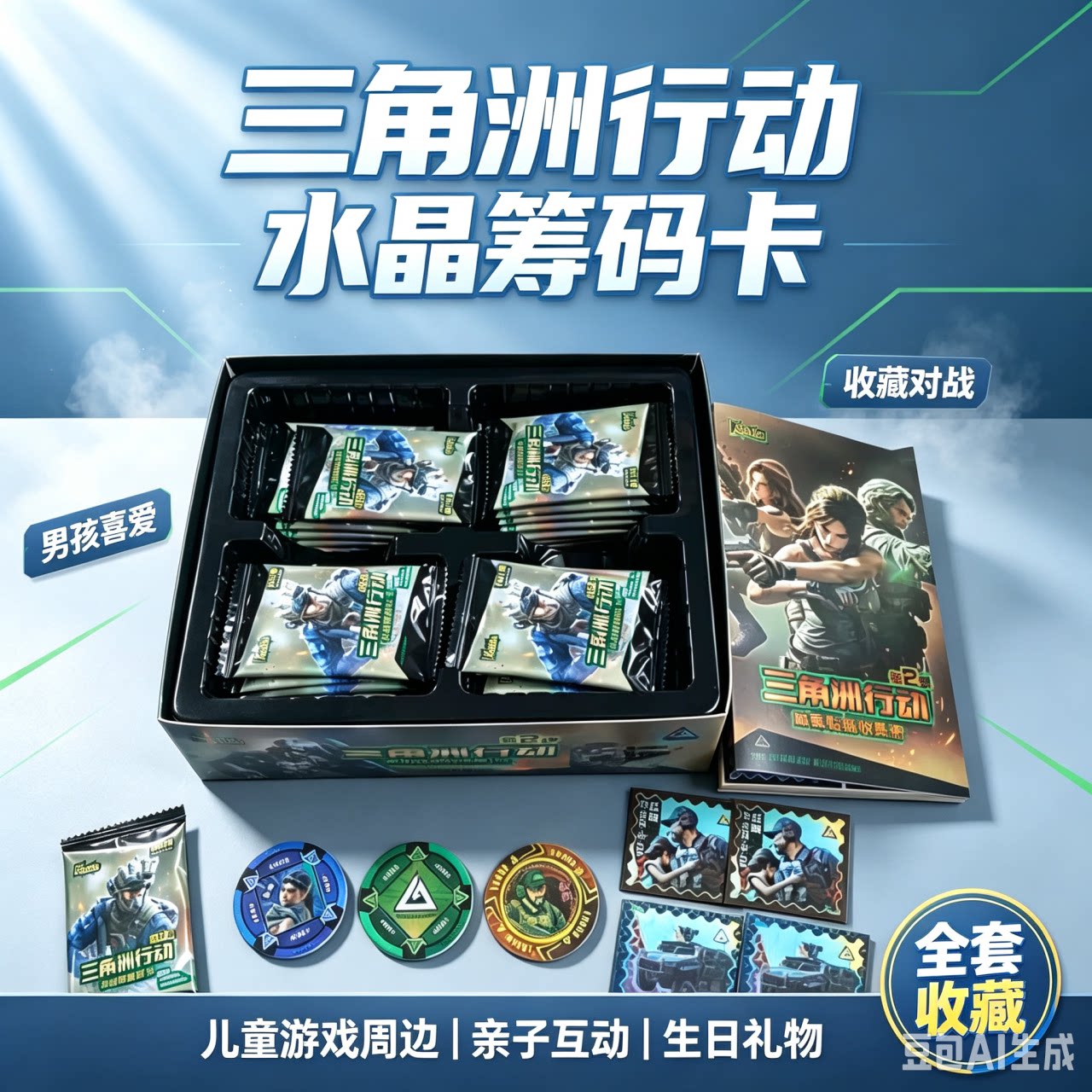 三角洲行动水晶筹码圆卡片能量币盲袋收藏卡牌玩具游戏周边礼物男
