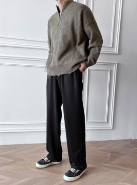 AnNn normcore休闲简约廓形宽松弹力抽绳运动西裤时尚街拍款