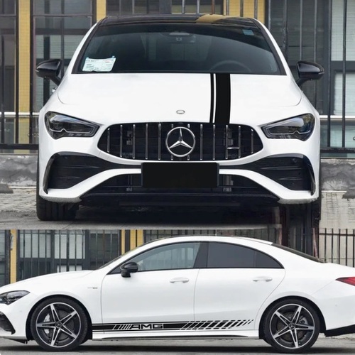 适用于奔驰CLA45车贴拉花CLA35 200 260 改装引擎盖侧裙装饰贴纸