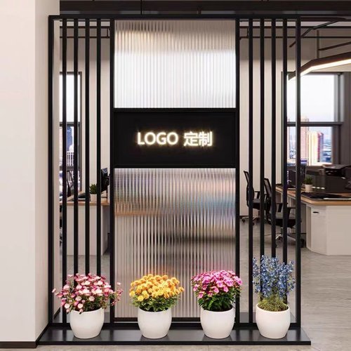 铁艺办公室进门隔断屏风长虹玻璃