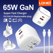 旅行充电器套装 便携小体积欧美规插头转换器氮化镓65w快充GaN全球通国际版 适用苹果17安卓华为LG小米三星