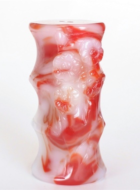 新疆和田羊脂红玉竹节手把件节节高玉手把件鸡血红玉手把玩件挂件