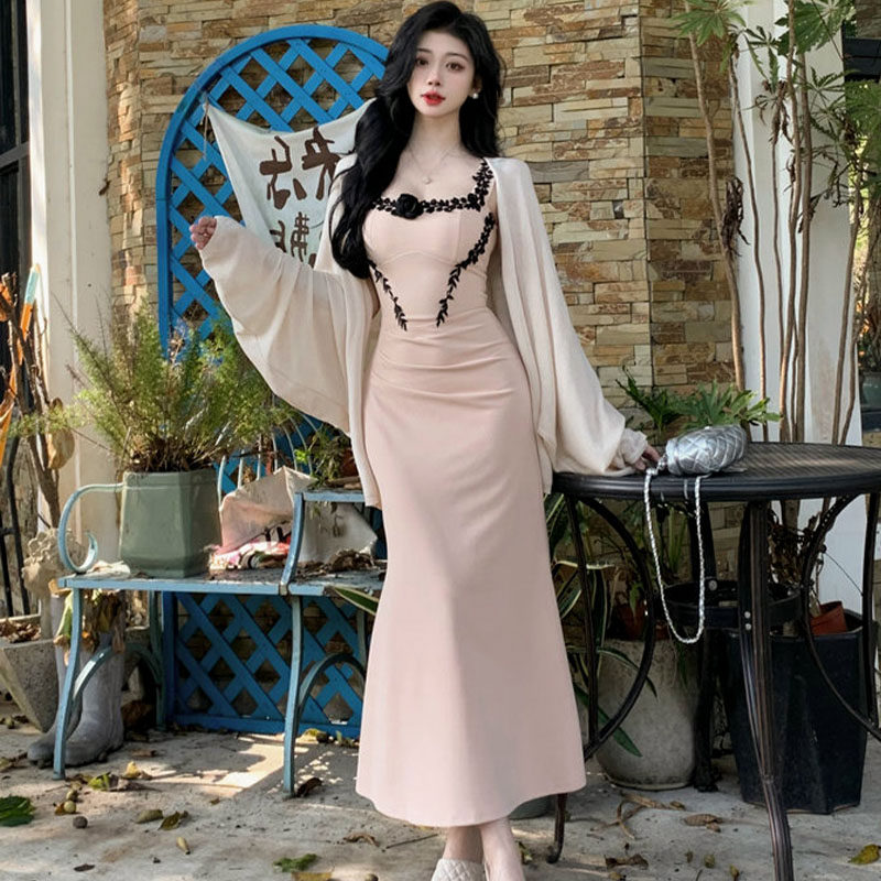 大码夏季显瘦蕾丝吊带裙开衫套装
