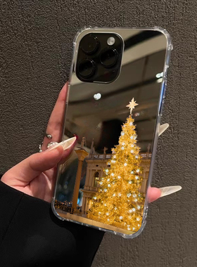 黄金圣诞树手机壳适用iPhone17pro max镜面苹果16pro发财13情侣OPPOReno14暴富三星S25好运华为P80VIVO小米15