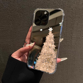 圣诞树镜面手机壳适用iPhone17pro max镜面苹果16pro圣诞节13OPPOReno14补妆镜子三星S25女华为P80VIVO小米15