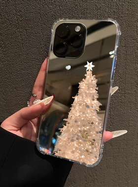 圣诞树镜面手机壳适用iPhone17pro max镜面苹果16pro圣诞节13OPPOReno14补妆镜子三星S25女华为P80VIVO小米15