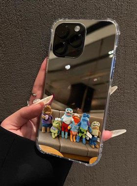 搞怪酷鱼镜面手机壳适用iPhone17promax可爱苹果1613高级OPPOReno14比奇堡三星S25华为P80VIVO小米15一加ACE3