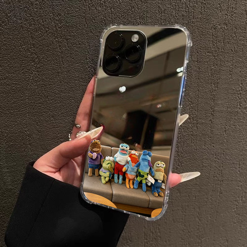 搞怪酷鱼镜面手机壳适用iPhone17promax可爱苹果1613高级OPPOReno14比奇堡三星S25华为P80VIVO小米15一加ACE3