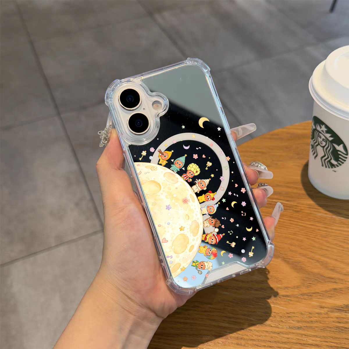 月球的卡通排排队手机壳适用苹果iPhone17promax苹果13镜面14磁吸16pro可爱小米15星星人12闺蜜三星S25Ulrta
