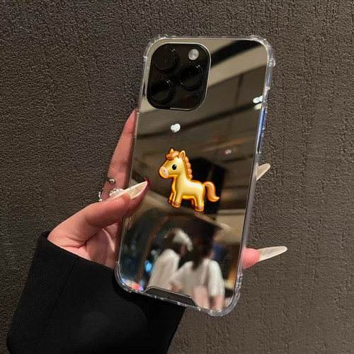 招财小金马镜面手机壳适用iPhone17pro max马年暴富苹果16proOPPOReno14三星S25情侣款华为P80VIVOX300小米15
