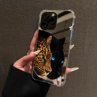 发财金钱豹镜面手机壳适用iPhone16promax苹果17猎豹OPPOReno14暴富三星S25为Mate70荣耀200小米1513一加ACE3