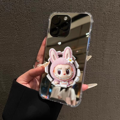 少女粉公仔适用华为P70P50P40手机壳Mate60pro荣耀300动漫OPPO Reno14镜面VIVOS20X100小米14苹果13三星S25