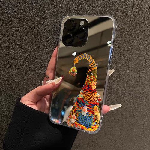 敲可爱圣诞树手机壳适用苹果18promax镜面iPhone17少女爱公仔14小米15卡通星星vivo华为P90三星S26Ultra软胶