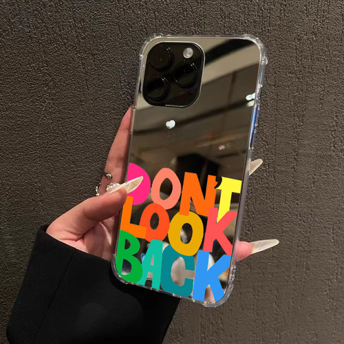 不要回头手机壳适用iPhone17pro max镜面苹果16pro补妆镜1312OPPOReno14励志英文款三星S25华为P80VIVO小米15