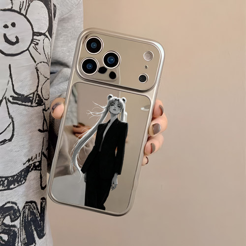 叛逆美少女战士手机壳镜面适用iPhone17promax苹果16pro镜面15大视窗13冷艳17pro月野兔1412霸气15补妆镜子