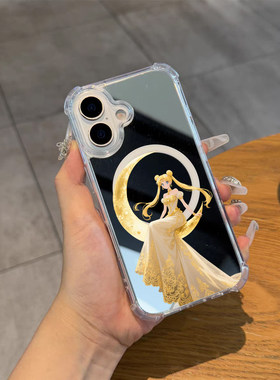 美少女磁吸镜面手机壳适用苹果iPhone17pro max水冰月苹果16可爱华为Mate70补妆镜子小米1413P80三星S25Ulrat