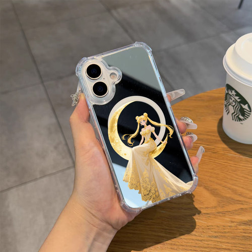 美少女磁吸镜面手机壳适用苹果iPhone17pro max水冰月苹果16可爱华为Mate70补妆镜子小米1413P80三星S25Ulrat