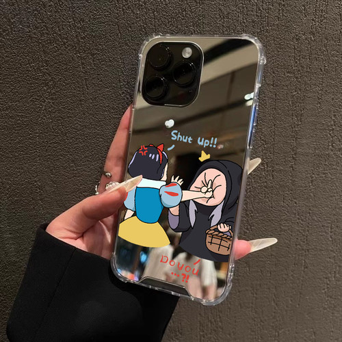 闭嘴手机壳适用iPhone17pro max镜面苹果16pro1312暴躁白雪公主OPPOReno14老巫婆三星S25华为P80VIVO小米15