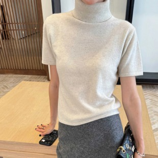 miu系轻奢风高智感穿搭日常休闲高领羊绒短袖 25早秋新款 INSIST