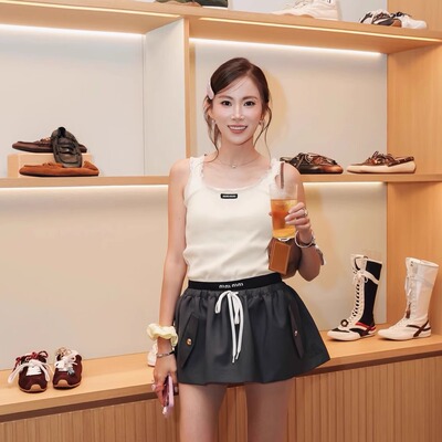 I INSIST 25SS夏季新款 甜妹辣妹风韩系显瘦螺纹弹力蕾丝吊带背心