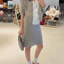 I INSIST 25早秋新款MIU系穿搭张元英同款苏格兰羊毛衫羊毛裙套装