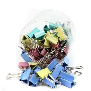 日兴牌彩色长尾夹15/19/25/32/41/51mm桶装书夹/票据燕尾夹铁票夹