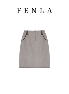 【惠姐私服】复古撞色高腰显瘦气质通勤百搭半身裙 85519