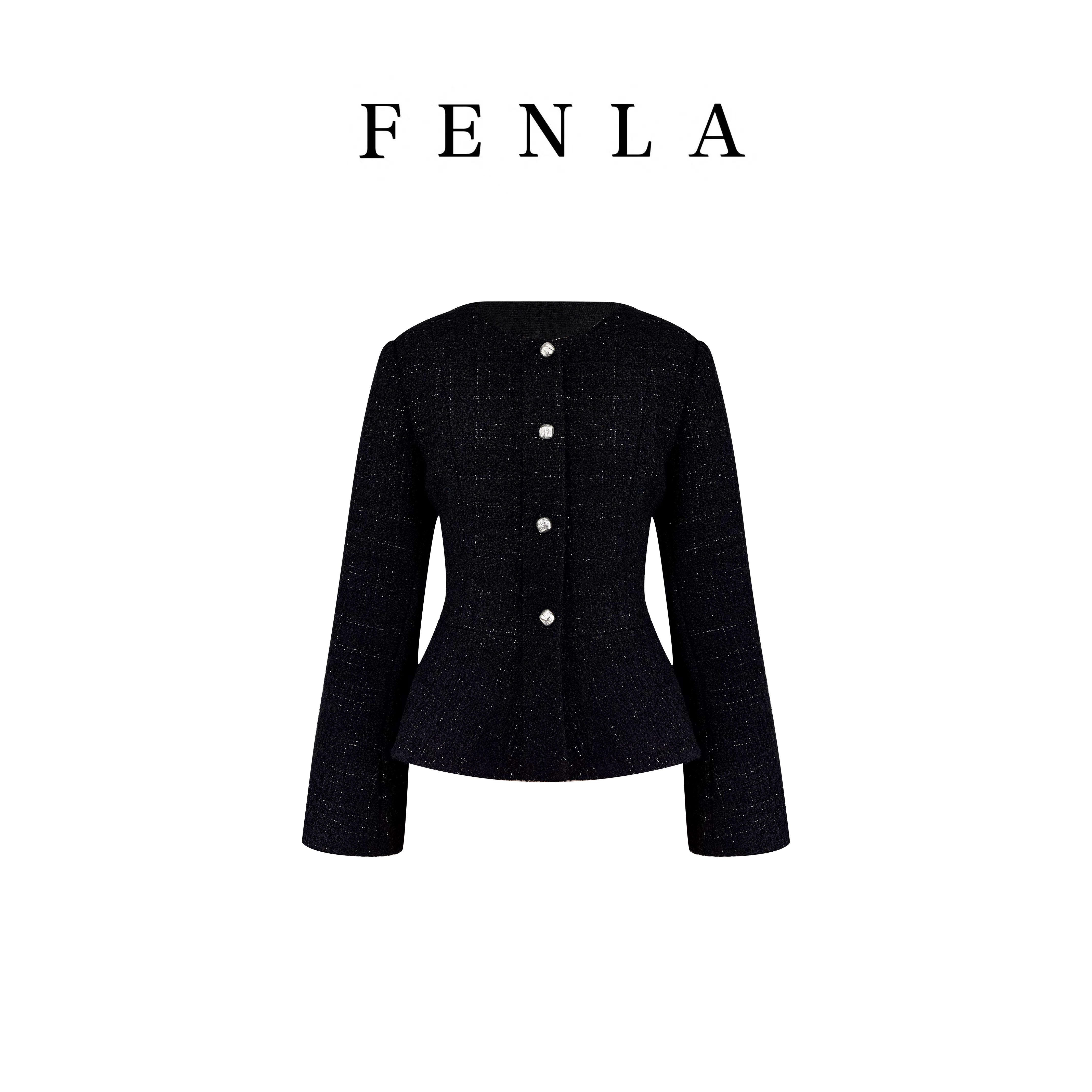 星点撒银千金圆领外套法式外套